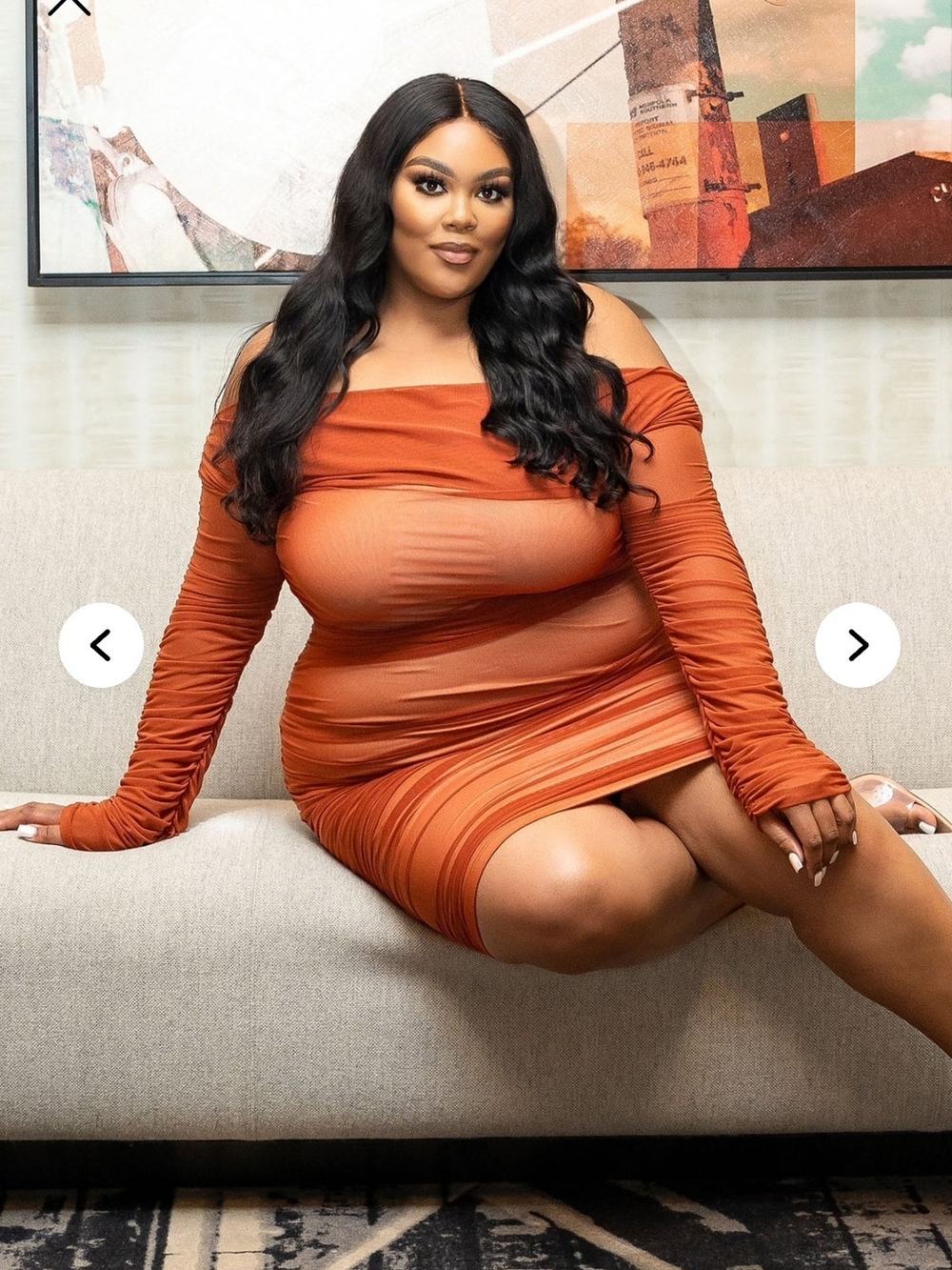 Fashion Nova Rust Off-Shoulder Ruched Mini Dress